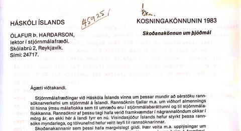 Um heimtur Íslensku Kosningarannsóknarinnar árið 1983.